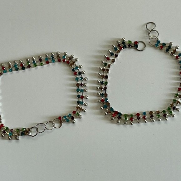 Anklet Multi Color Crystal Accent Silver Tone Fashion Anklet Women Jewelry Payel - Picture 9 of 12